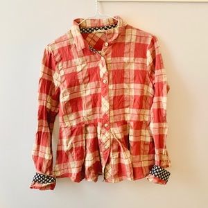 Small Plaid Peplum top (red and white)